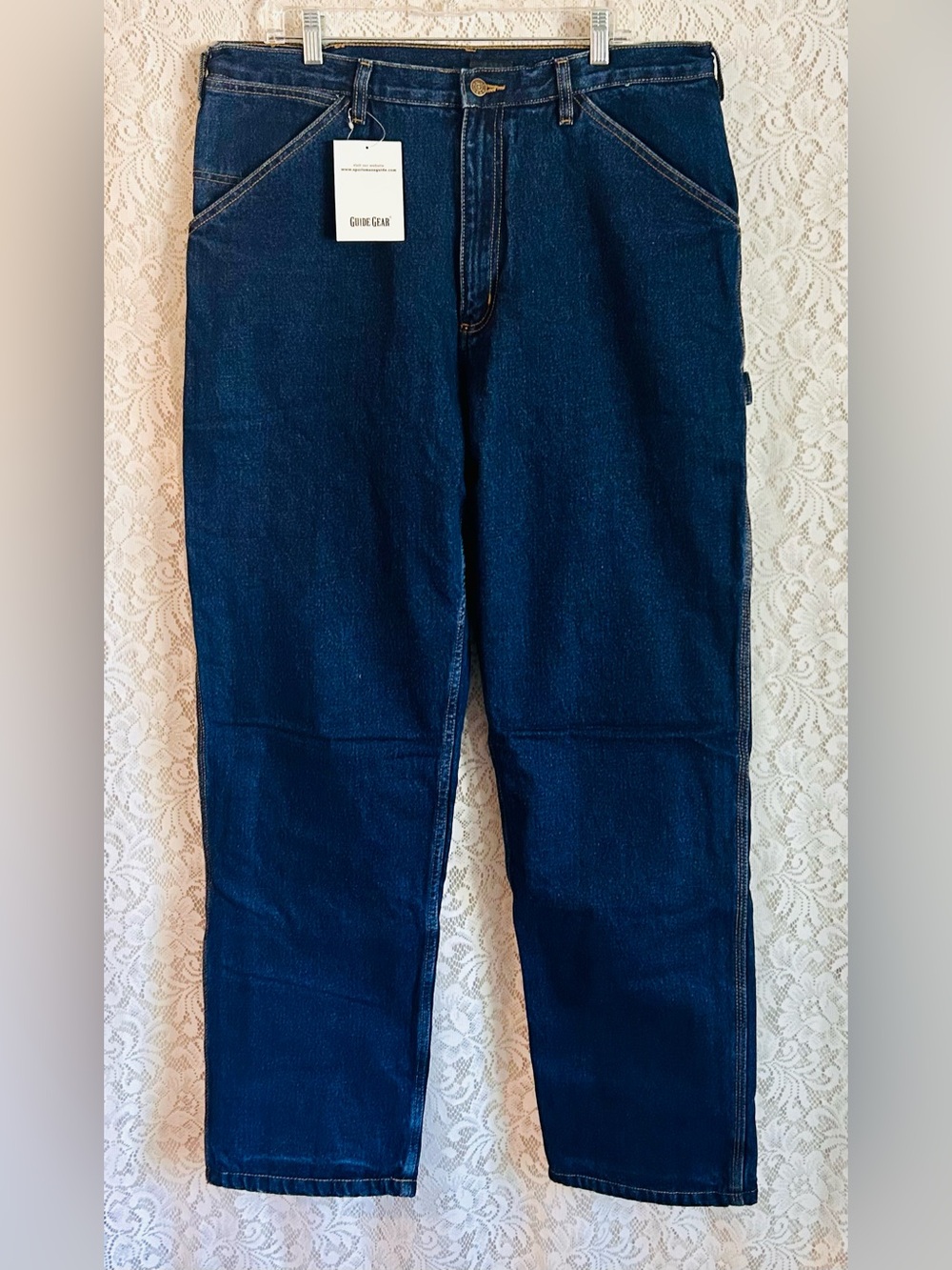 Guide Gear Fleece Lined Carpenter Jeans Men’s 38x34 Blue Work Utility NWT